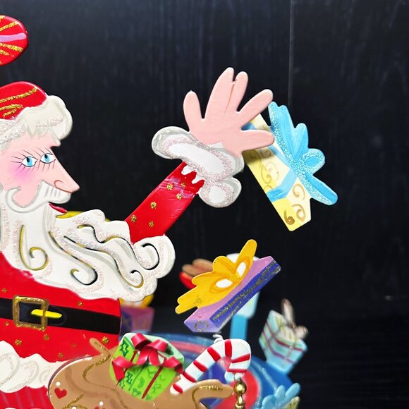 Santa's Christmas Fanciful Flights Metal Karen Rossi Silvestry Stand Card Holder - Picture 5 of 16
